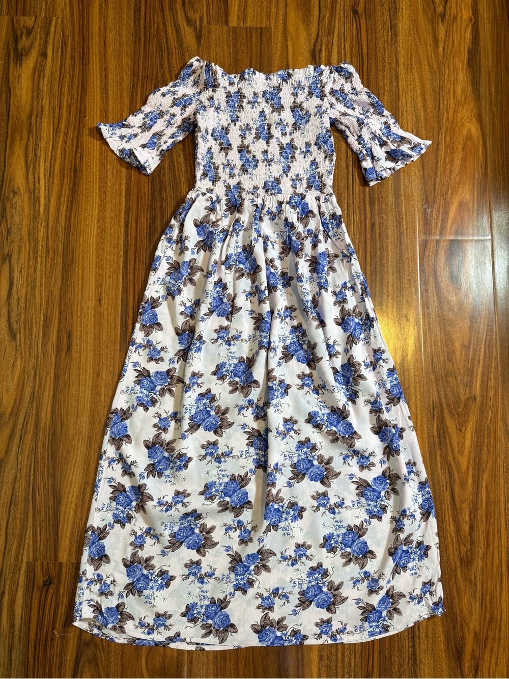 Topshop  Off the Shoulder Short Sleeve Midi Floral Dress  - Size 2 ( NWOT )